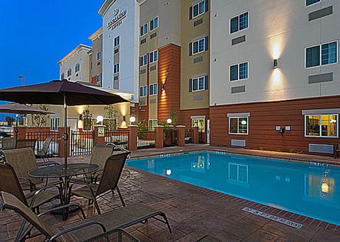 Outdoor pool, sun loungers