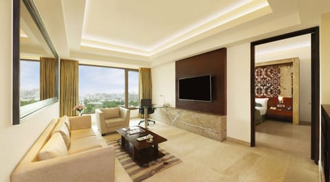 Suite, 1 King Bed (Club Floor) | Living area | 37-inch flat-screen TV with cable channels, TV, iPod dock