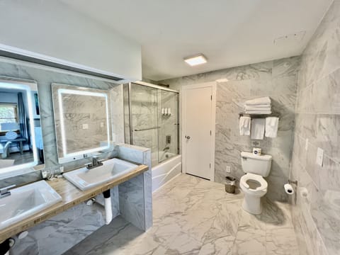 202 | Bathroom | Combined shower/tub, rainfall showerhead, eco-friendly toiletries