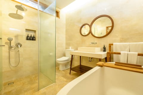 Suite Room | Bathroom | Separate tub and shower, rainfall showerhead, free toiletries