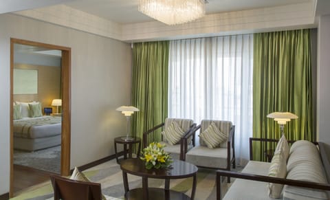 Suite | Living area | 46-inch LCD TV with satellite channels, TV, DVD player