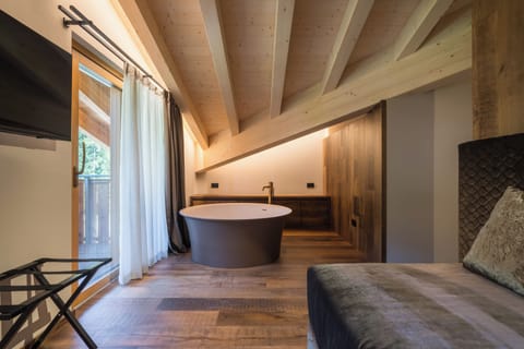 Suite With Sauna | Living area | 24-inch TV with satellite channels