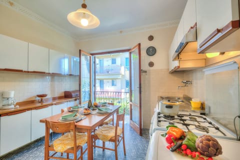 Family House, 2 Bedrooms, Mountainside (Casa Vittoria 800m from sea) | Private kitchen | Full-size fridge, microwave, oven, stovetop