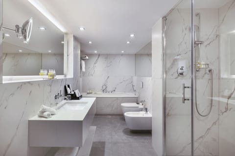 Master Suite | Bathroom | Separate tub and shower, rainfall showerhead, designer toiletries