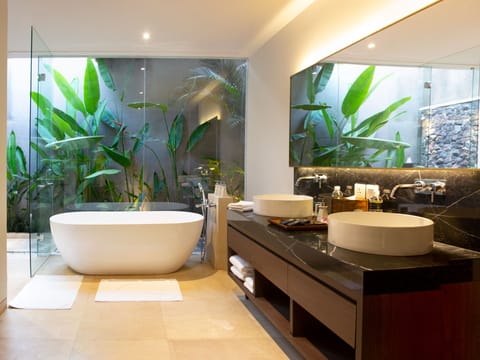 Premier Villa, 3 Bedrooms, Private Pool | Bathroom | Combined shower/tub, deep soaking tub, free toiletries, hair dryer