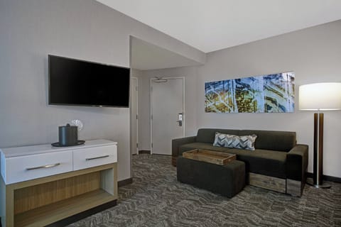 Studio, 1 King Bed | Living area | 43-inch flat-screen TV with satellite channels, TV, Netflix