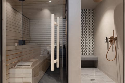 Free toiletries, hair dryer, bathrobes, heated floors