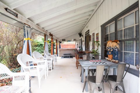 Take a soak in the hot tub on the covered porch