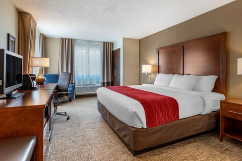 Suite, 1 King Bed, Accessible, Non Smoking (Hearing Accessible) | Down comforters, desk, laptop workspace, blackout drapes