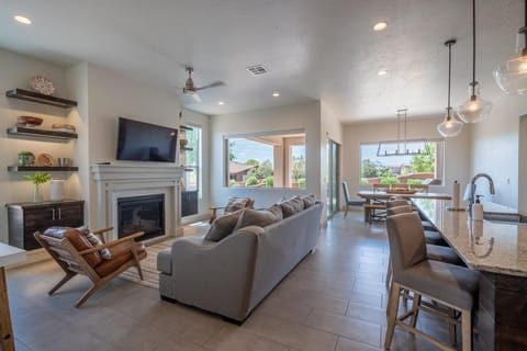 Spacious main floor living area with open concept to allow groups to gather comfortably