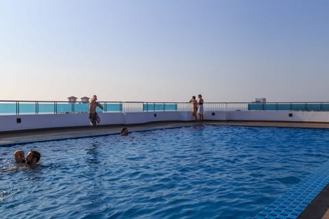 Outdoor pool, sun loungers