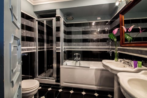 Shower, free toiletries, hair dryer, bidet