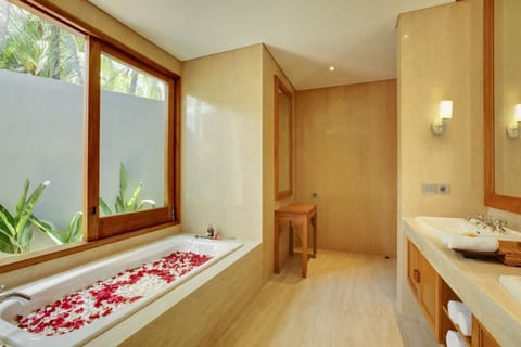Villa, 1 Bedroom, Private Pool | Bathroom | Separate tub and shower, free toiletries, hair dryer, bathrobes