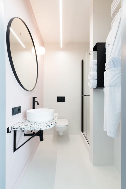 Double Room (Small) | Bathroom | Hair dryer, bathrobes, slippers, towels