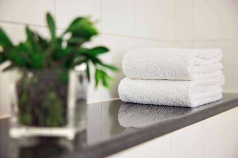 Room, 1 King Bed | Bathroom | Combined shower/tub, eco-friendly toiletries, hair dryer, towels