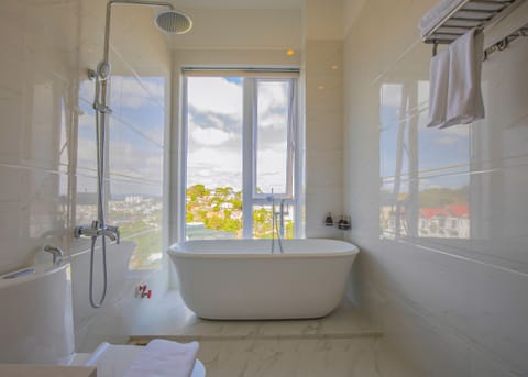 Deluxe Double City View | Bathroom | Free toiletries, hair dryer, slippers, towels