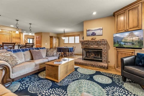 Beautiful living room space with gas fireplace