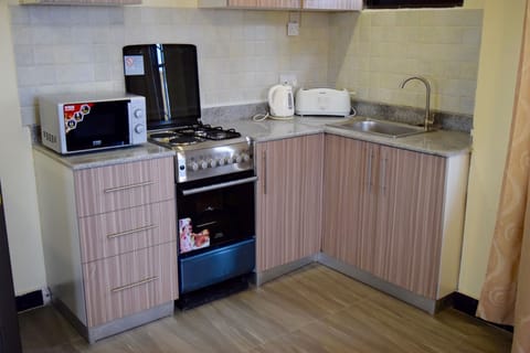 Deluxe Apartment, 1 Bedroom, Kitchen | Private kitchen | Full-size fridge, microwave, oven, stovetop