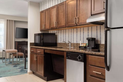 Studio, 1 King Bed, Accessible (Mobility & Hearing, Roll-in Shower) | Private kitchen | Full-size fridge, microwave, stovetop, dishwasher