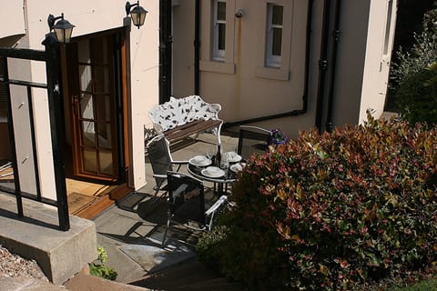 Looking down to patio garden