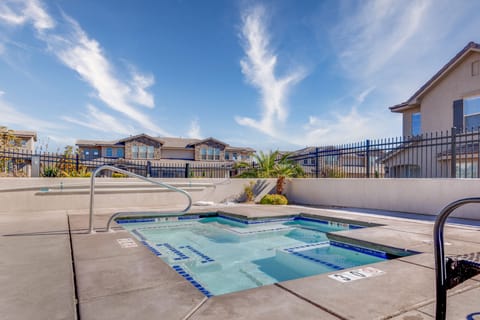 View of our home from the hot tub - best pool access in the whole neighborhood.
