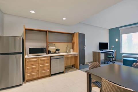 Studio, 1 Queen Bed, Accessible (Roll-In Shower) | Private kitchen | Full-size fridge, microwave, dishwasher, coffee/tea maker