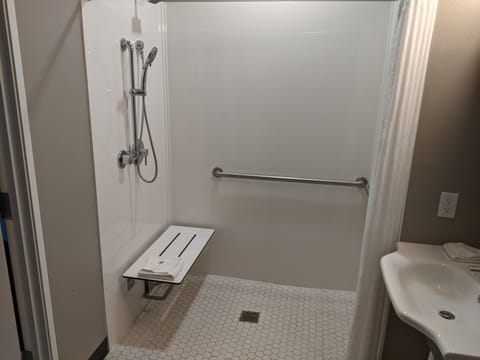 Standard Room, 1 Queen Bed, Accessible, Non Smoking | Bathroom | Shower, towels