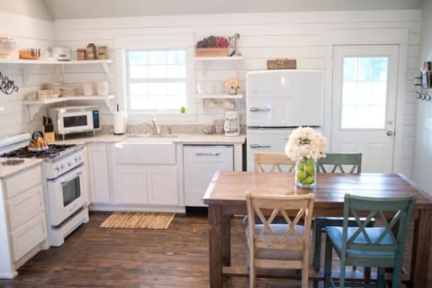 Rustic farmhouse kitchen in arkansas cottage rental