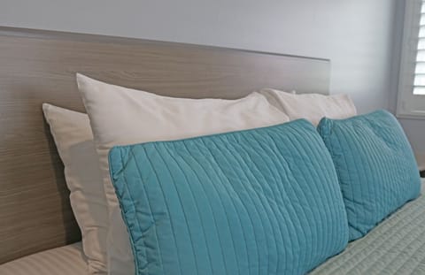 Premium bedding, down comforters, pillowtop beds, blackout drapes