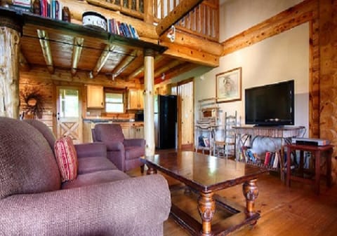 Group Cabin | Living area | 42-inch flat-screen TV with satellite channels, TV