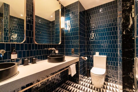 Studio Suite | Bathroom | Designer toiletries, hair dryer, towels, soap