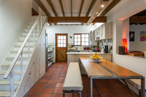 Kitchen and stairwell