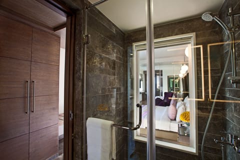 Suite | Bathroom | Shower, free toiletries, hair dryer, towels