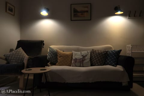 Comfortable living room with sofa bed