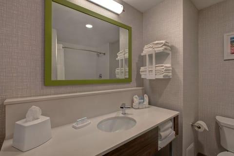 Room, 2 Queen Beds, Refrigerator & Microwave | Bathroom | Free toiletries, hair dryer, towels, soap