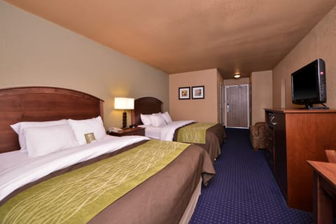 Standard Room, 2 Queen Beds, Non Smoking | Premium bedding, desk, iron/ironing board, rollaway beds