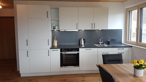 Full-size fridge, microwave, oven, stovetop