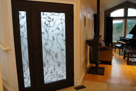 Beautiful iron door with frosted glass. 