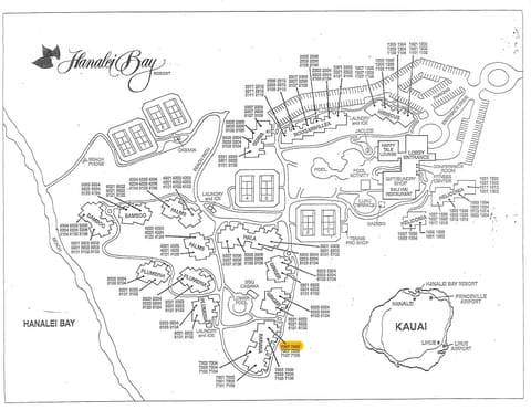 Detailed resort map to help you navigate the lush Hanalei Bay Resort grounds with ease.