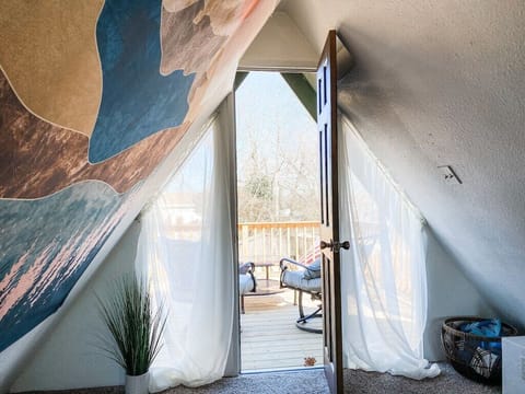 Every inch of this adorable A-frame cabin is bursting with character and quirky charm! Flip on your favorite Netflix show and pile on the comfy couch to unwind after a day on the lake, or escape up the spiral staircase to your own private getaway.