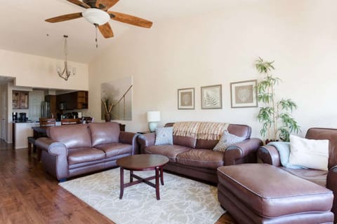 Open floor plan with vaulted ceilings and lots of natural light