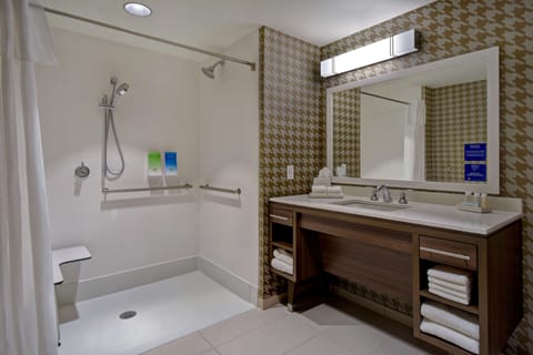 Suite, 1 King Bed, Accessible (Mobility & Hearing, Roll-in Shower) | Bathroom shower
