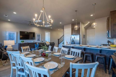 Dining area open to family room so nice for groups