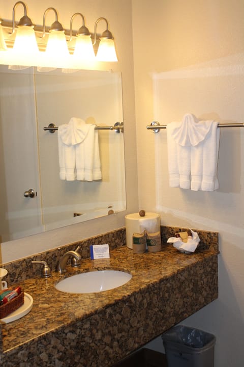 Shower, eco-friendly toiletries, hair dryer, towels