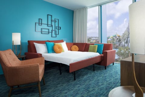 Volcano Bay View 2-Bedroom Suite (Exclusive Universal Park Benefits) | Living area | 40-inch flat-screen TV with cable channels, TV