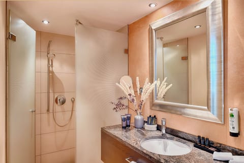 Superior Double Room | Bathroom | Free toiletries, hair dryer, towels