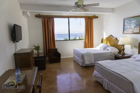 Superior Room, 2 Queen Beds, Ocean View | Desk, bed sheets