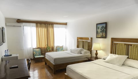 Executive Room, 2 Double Beds, Ocean View | Desk, bed sheets