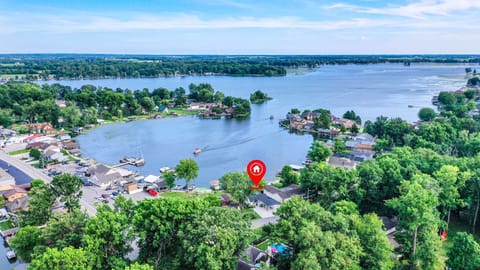 Aerial shot of the house. Its right next to Cranberry's restaurant and bar!  