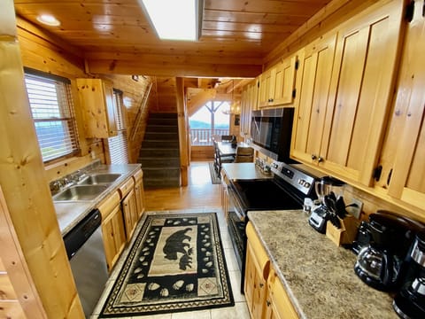 Fully stocked kitchen for meals and entertaining. 